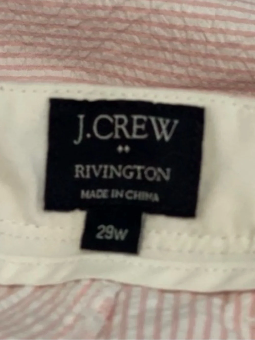 J.Crew Rivington Men’s 29 Seersucker Shorts Pink White Stripe 100% Cotton